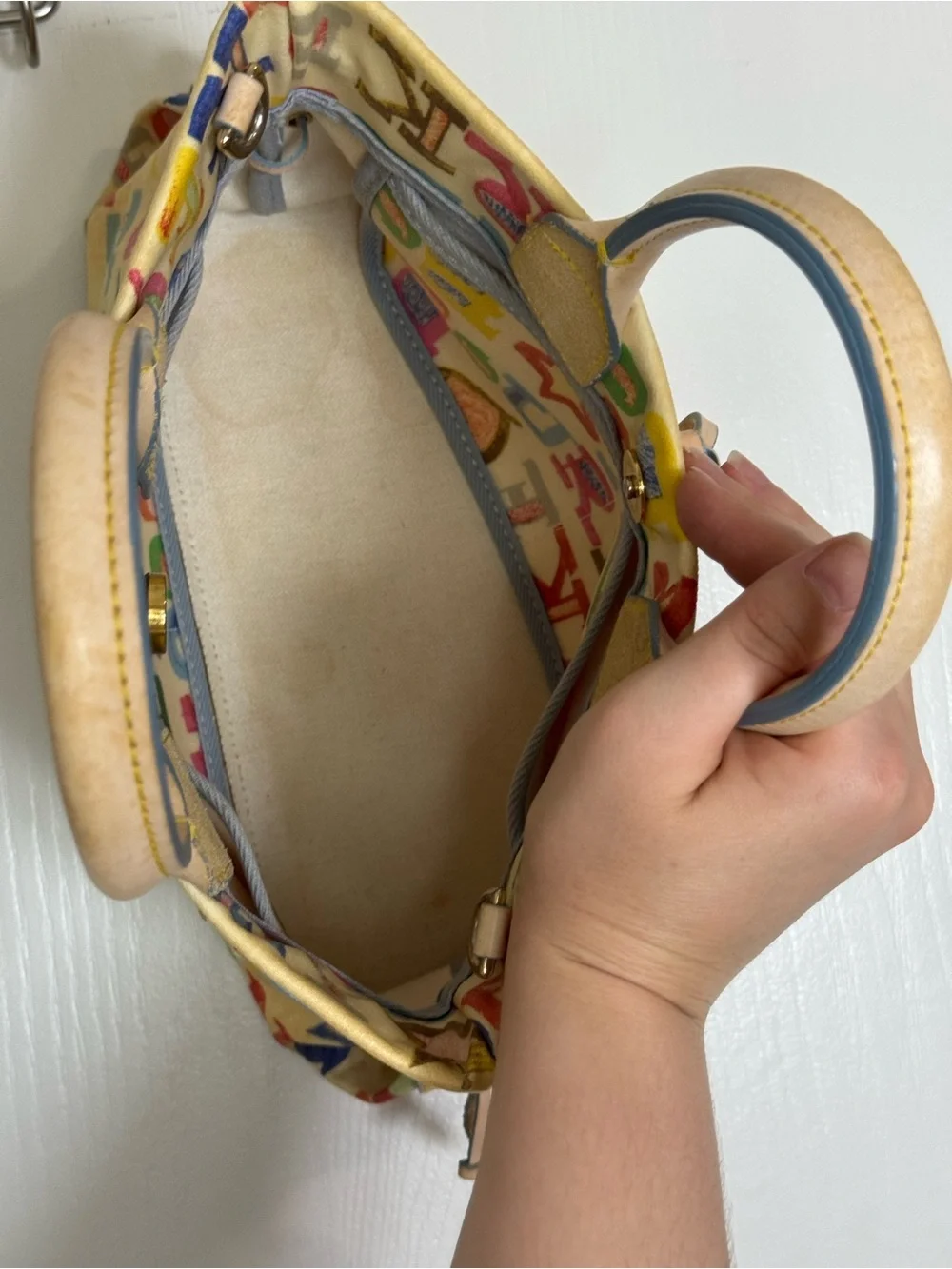 VTG Dooney And Bourke Graffiti Monogram Colorful Purse Coated Canvas Y2K Vintage